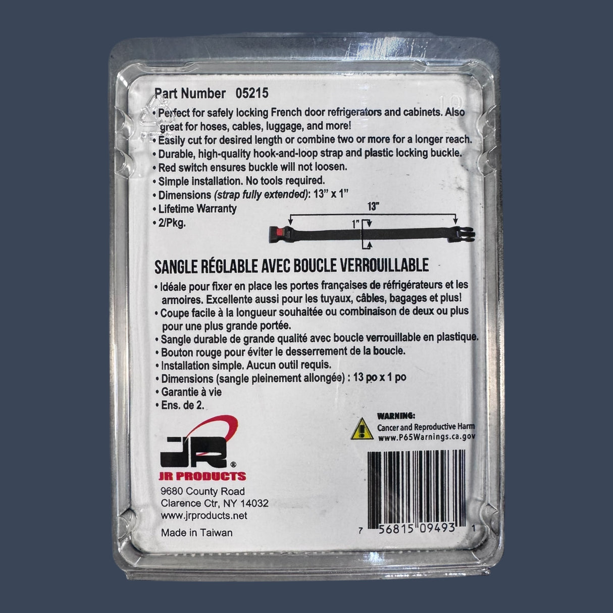 JR Products 5215 | Adjustable Safety Strap with Locking Buckle | 2-Pack RV Multi-Purpose Strap