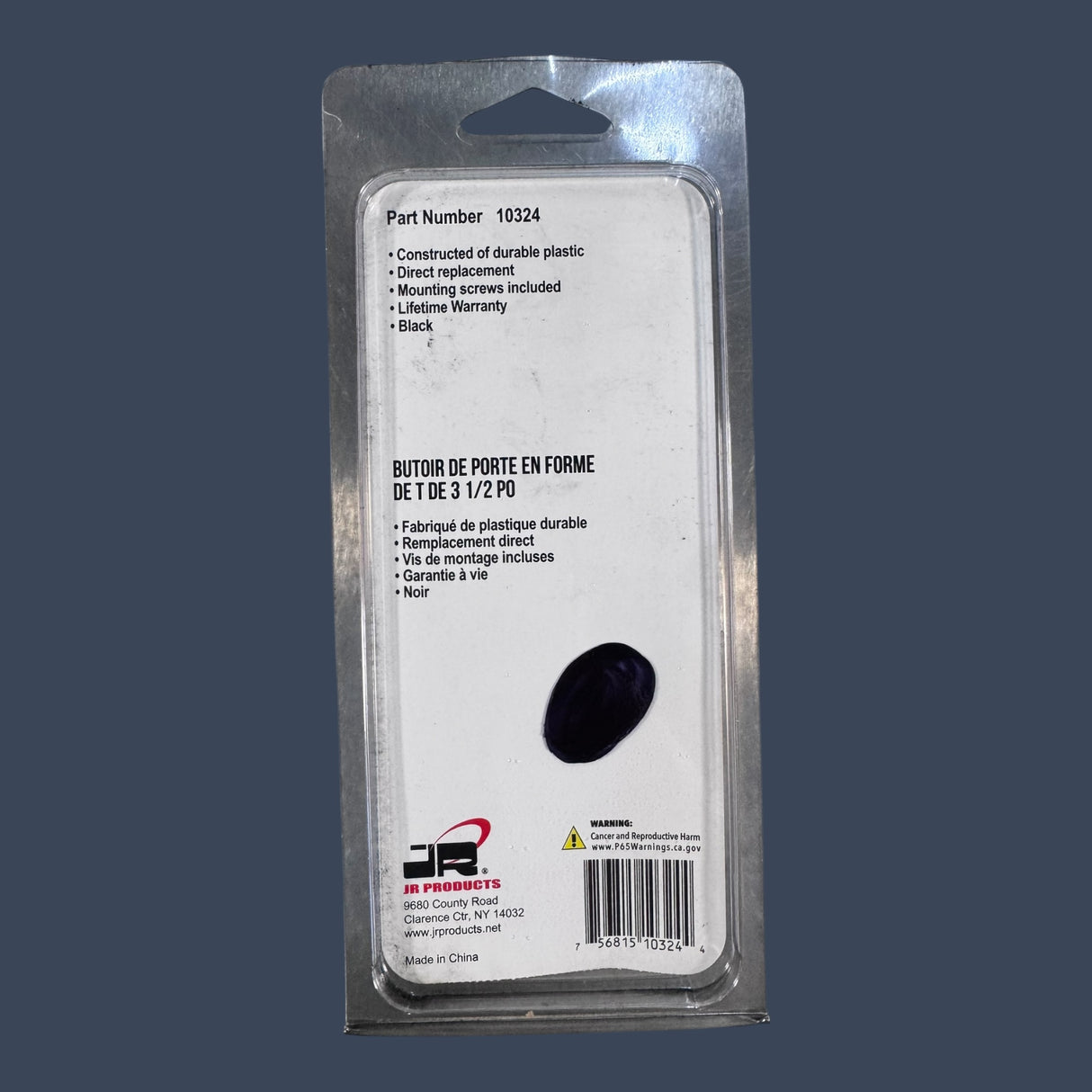 JR Products 10324 | Plastic T-Style Door Holder | Black 3-1/2" RV Door Catch