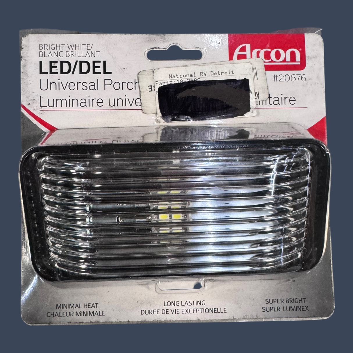 Arcon 20676 | 12V LED Porch Light | Black Base with Clear Lens | Rectangular RV Utility Light