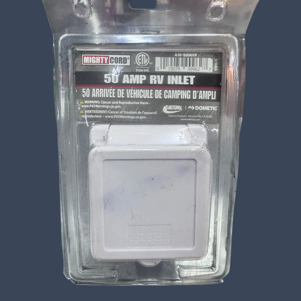 Valterra A10-50INVP | Mighty Cord 50 Amp Power Inlet | White Twist-Lock RV Shore Power Inlet