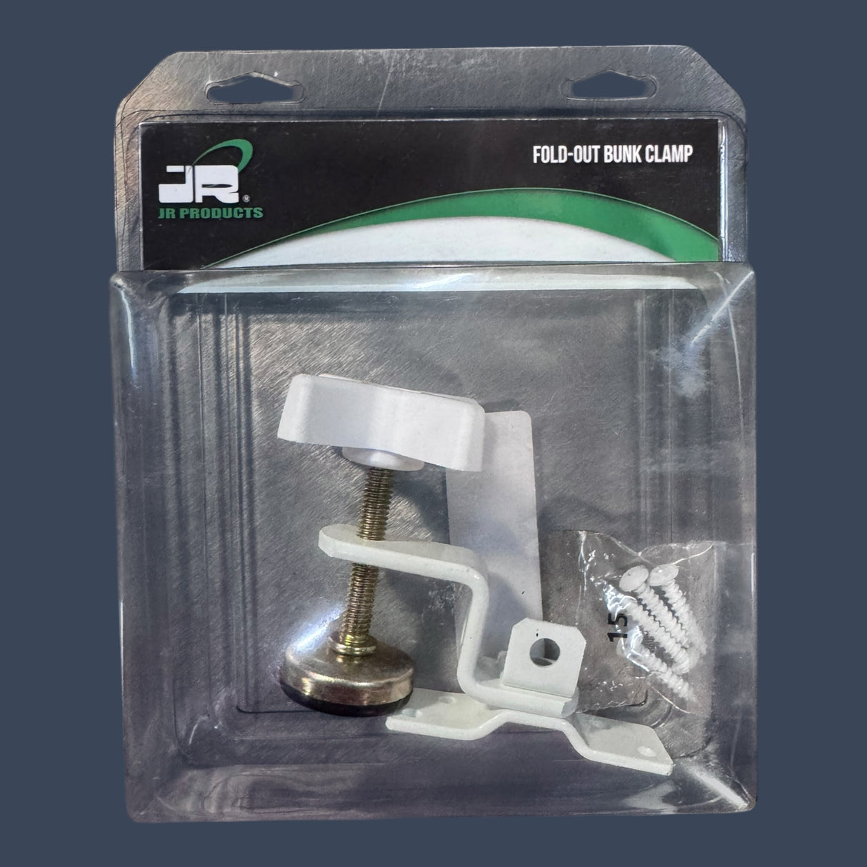 JR Products 20775 | Fold-Out Bunk Clamp | White RV Bunk Latch