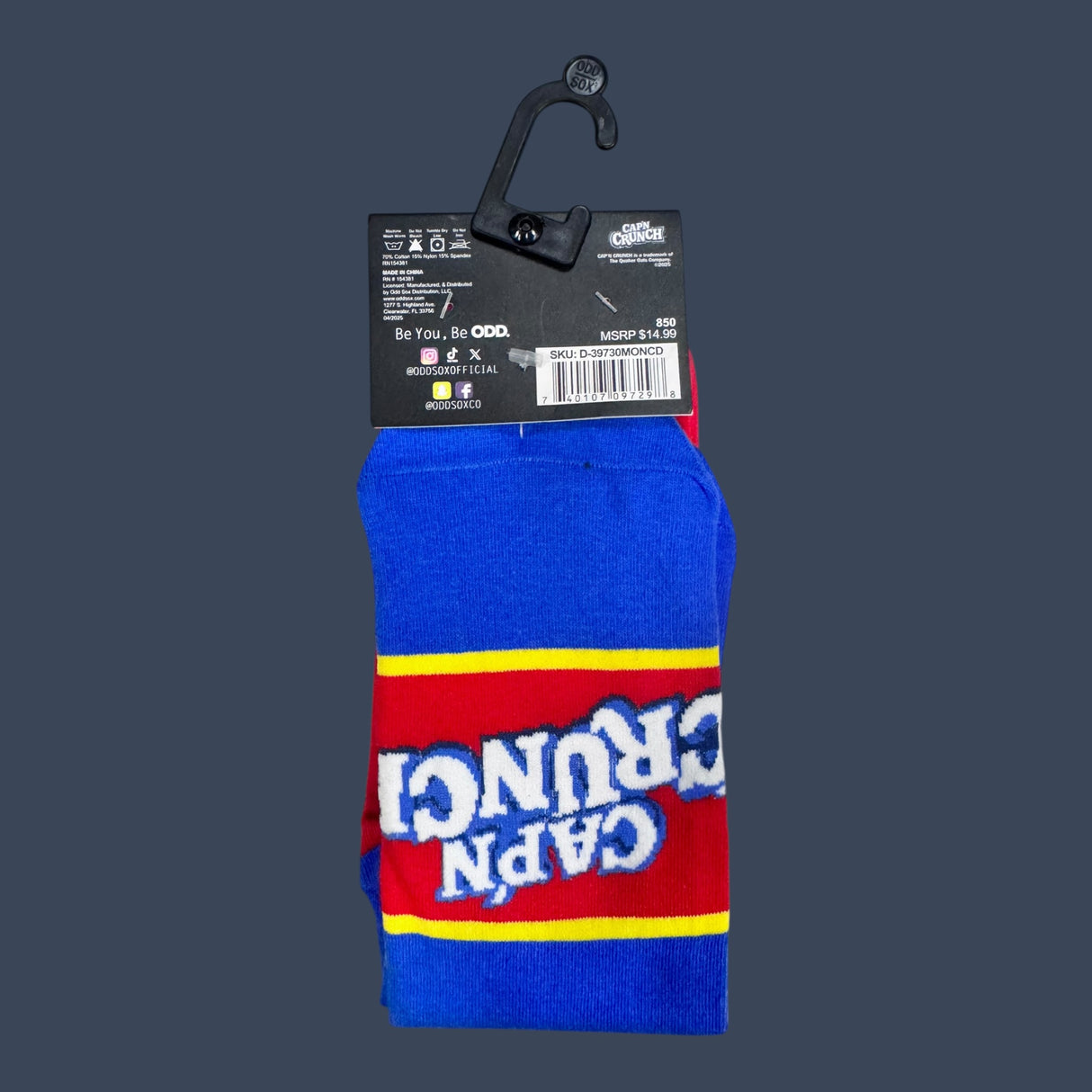 Odd Sox | Cap'n Crunch | Size 8-12 | Novelty Graphic Crew Socks