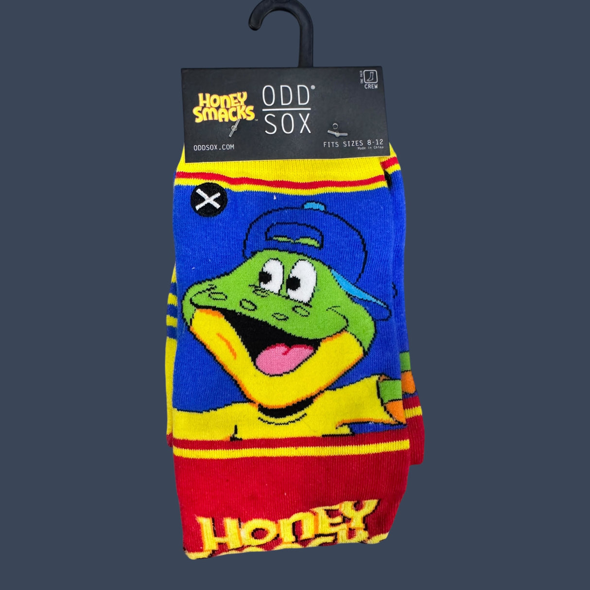 Odd Sox | Honey Smacks | Size 8-12 | Novelty Graphic Crew Socks