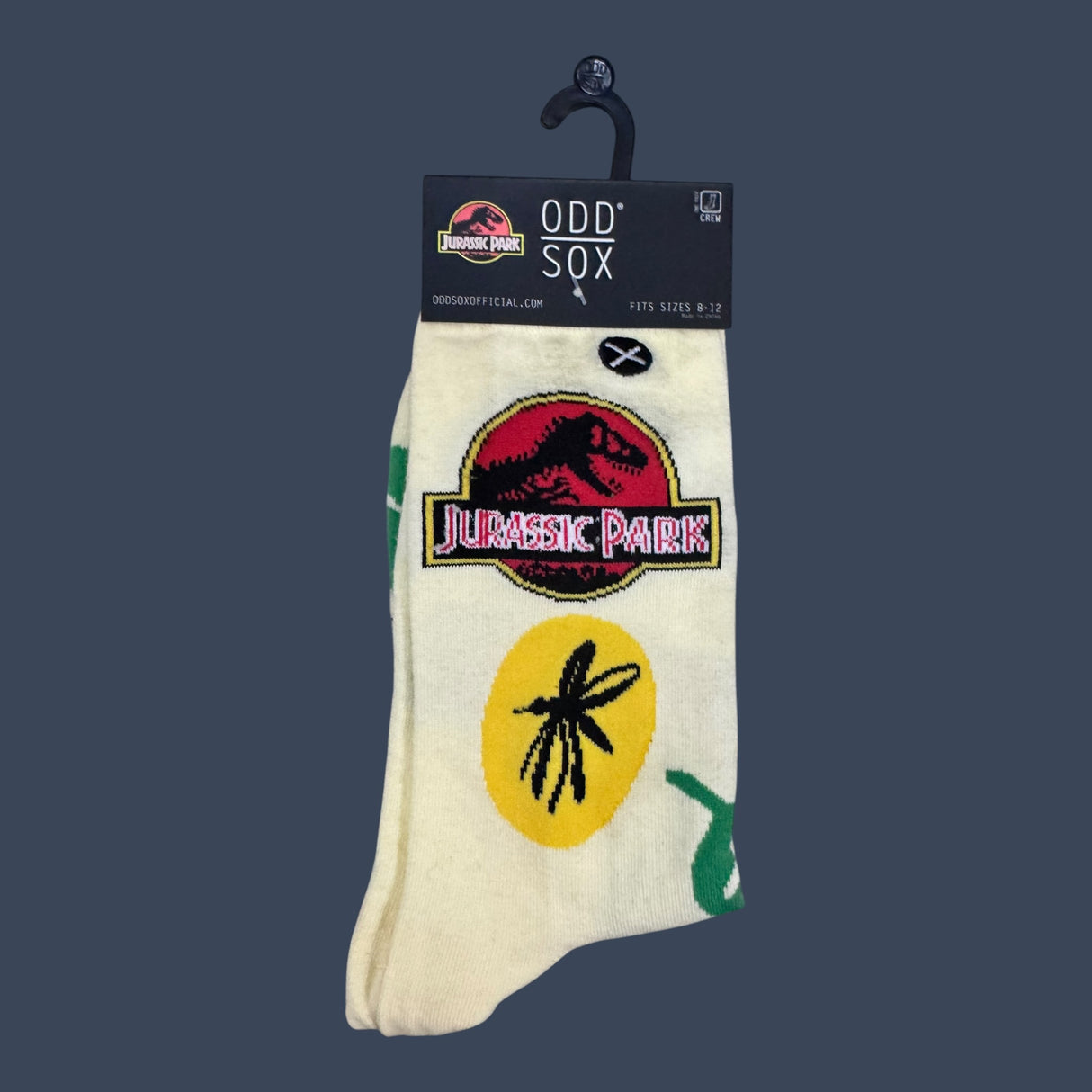 Odd Sox | Jurassic Park | Size 8-12 | Novelty Graphic Crew Socks