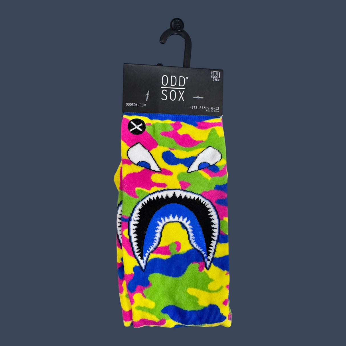 Odd Sox | Warplane Neon Camo | Size 8-12 | Novelty Graphic Crew Socks
