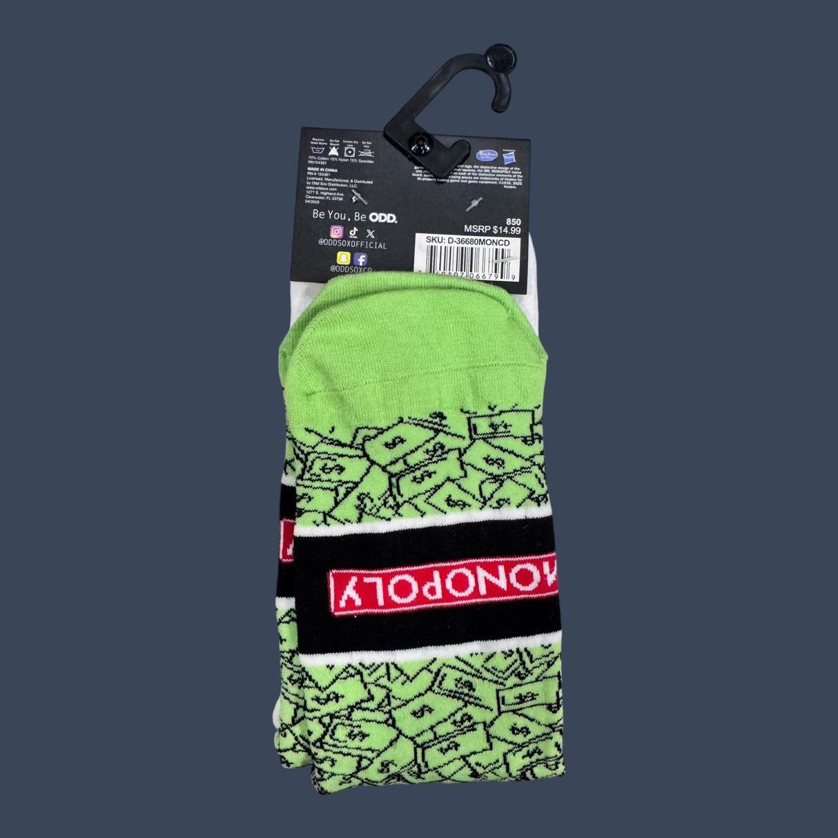 Odd Sox | Monopoly | Size 8-12 | Novelty Graphic Crew Socks