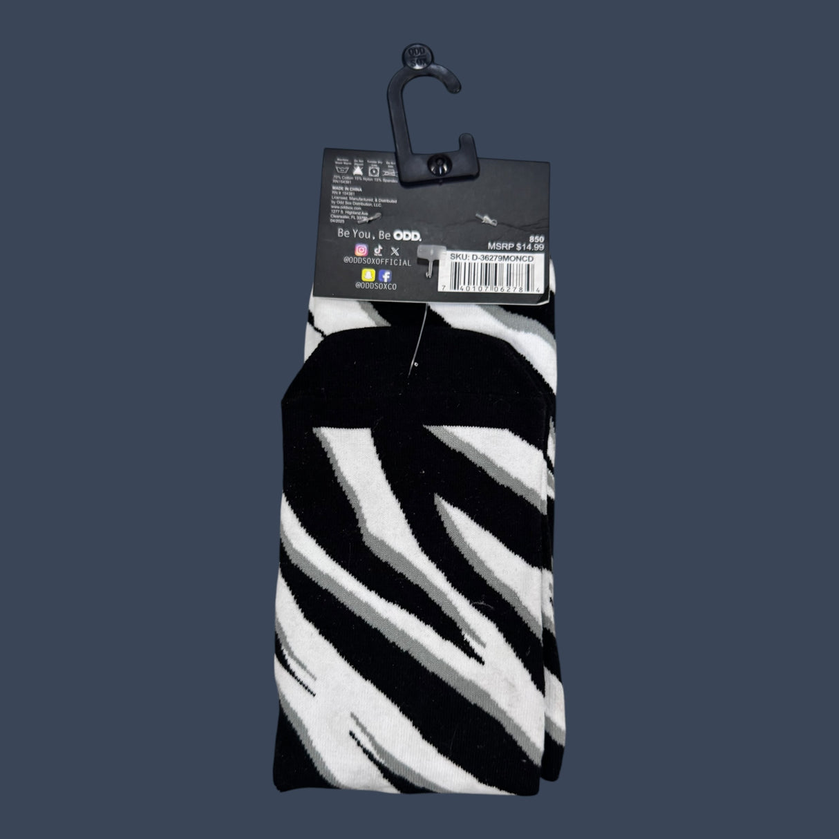 Odd Sox | Warplane Zebra | Size 8-12 | Novelty Graphic Crew Socks