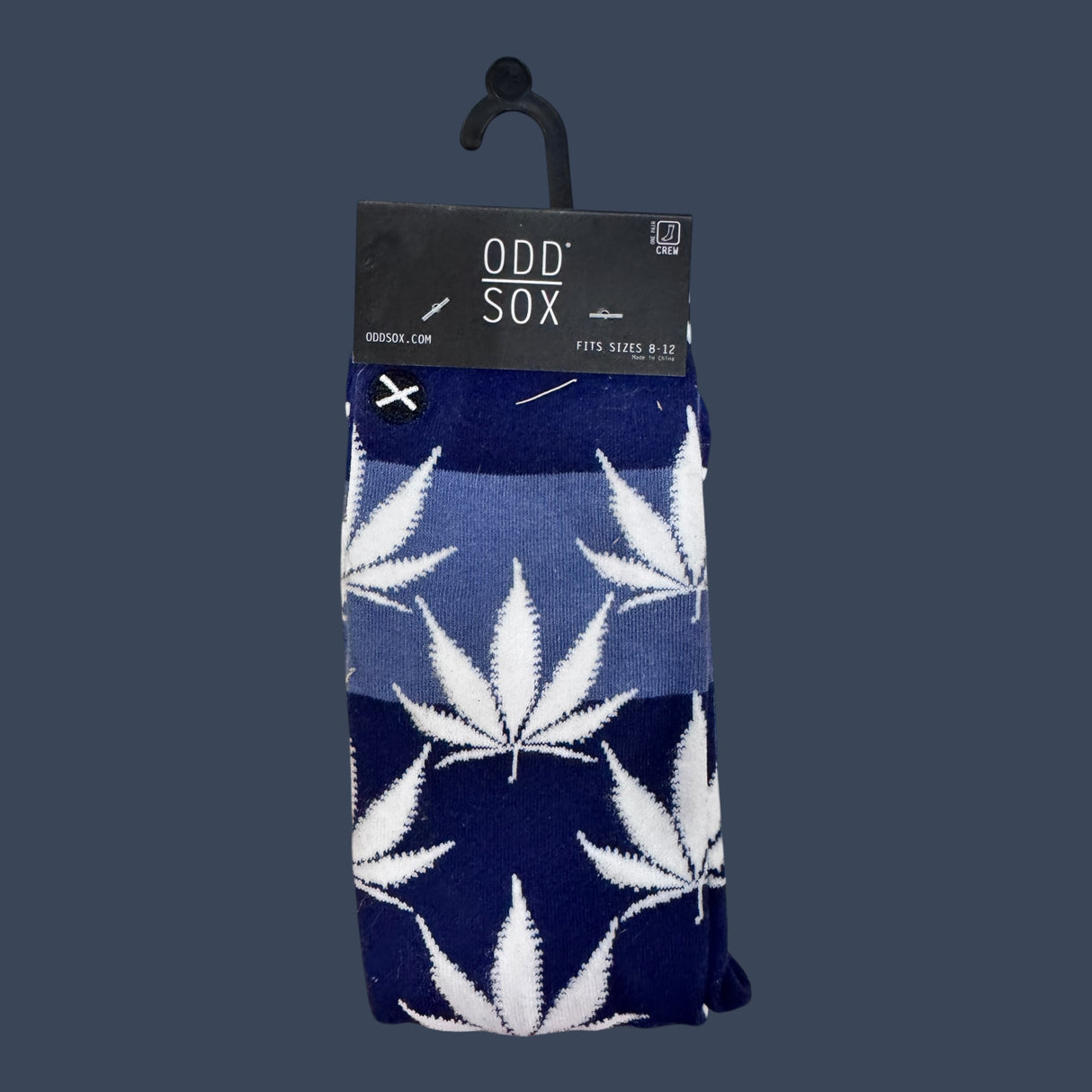 Odd Sox | Navy Leaf | Size 8-12 | Novelty Graphic Crew Socks