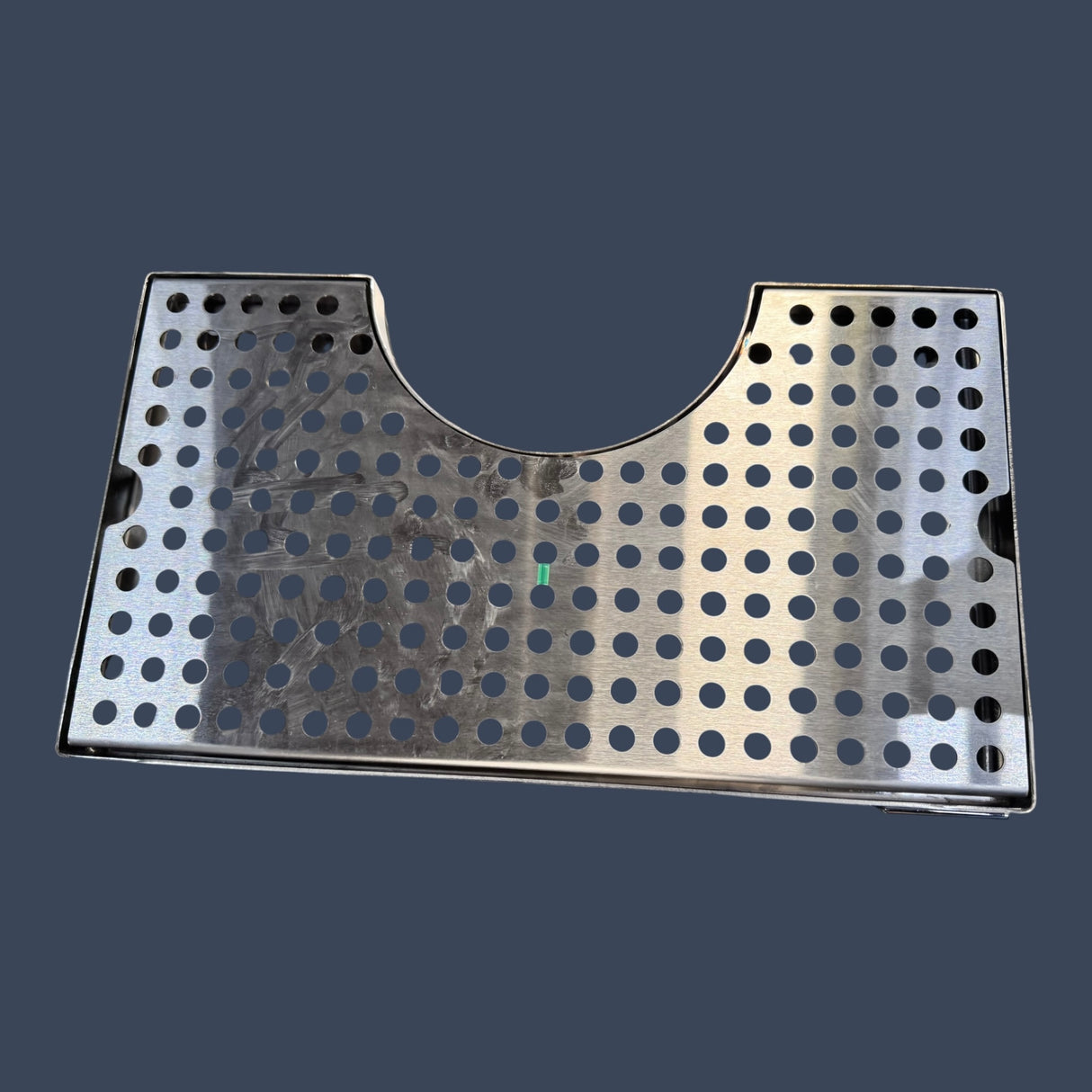 Micro Matic DP-1020D | 14" Surface Mount Drip Tray with Drain | 4" Column Cutout | Stainless Steel