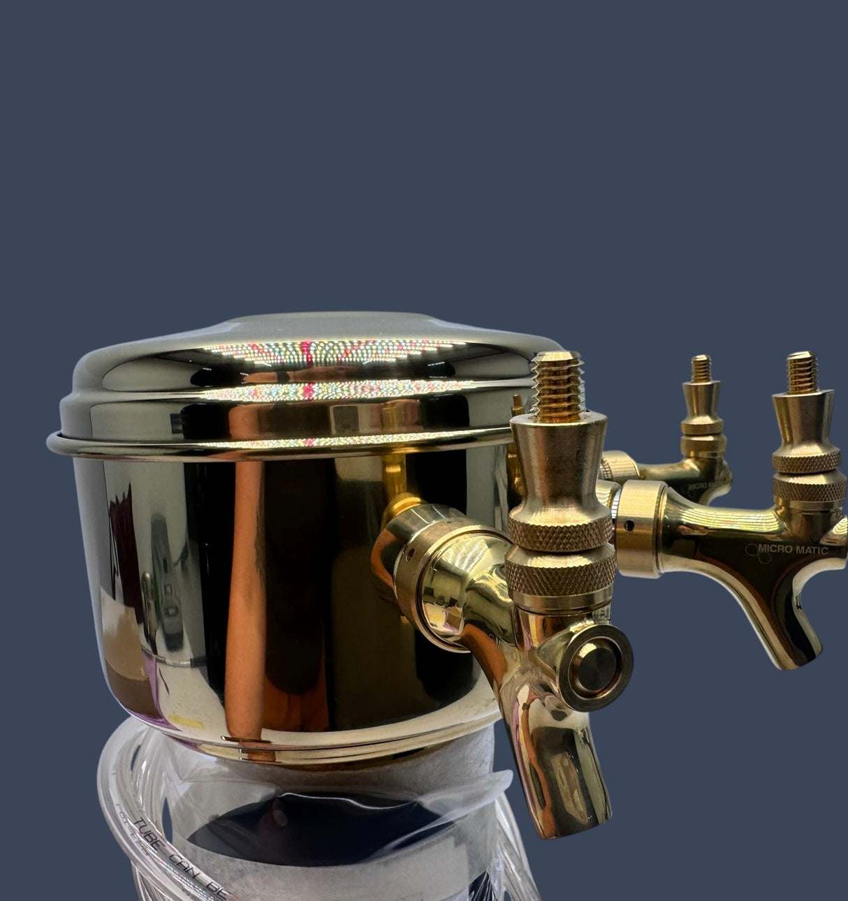 Micro Matic MTM-3BR | 3 Tap Air-Cooled Mini Mushroom Draft Beer Tower | Polished Brass