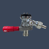 Micro Matic 7485BB-R | D System (American Sankey) Keg Coupler | Chrome-Plated Brass with Red Lever Handle