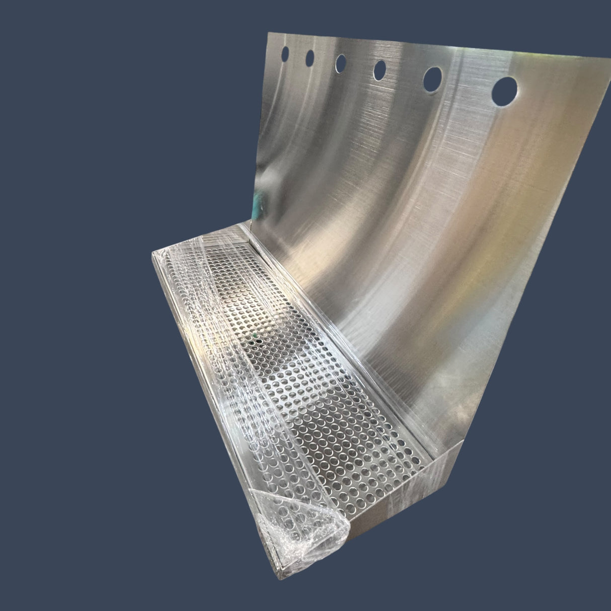 Micro Matic DP-322ELD-6-18 | 24" Wall Mount Stainless Steel Beer Drip Tray | 6 Faucet | 18" Backsplash | OEM Draft System Accessory