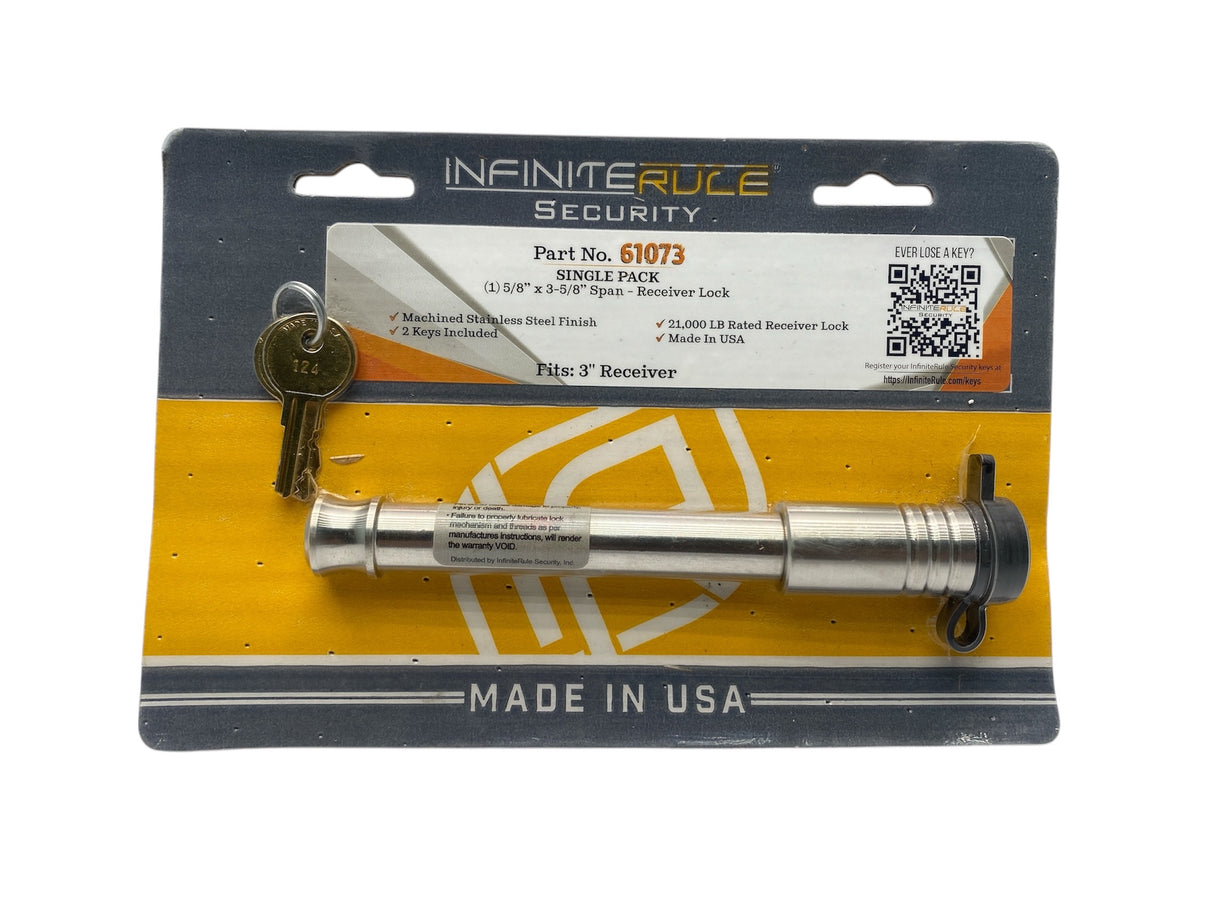 InfiniteRule 61073 Stainless Steel Receiver Lock – Fits 3" Receiver