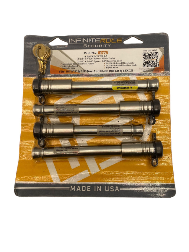 InfiniteRule 61775 4-Pack Stainless Steel Hitch Lock Set – Keyed Alike