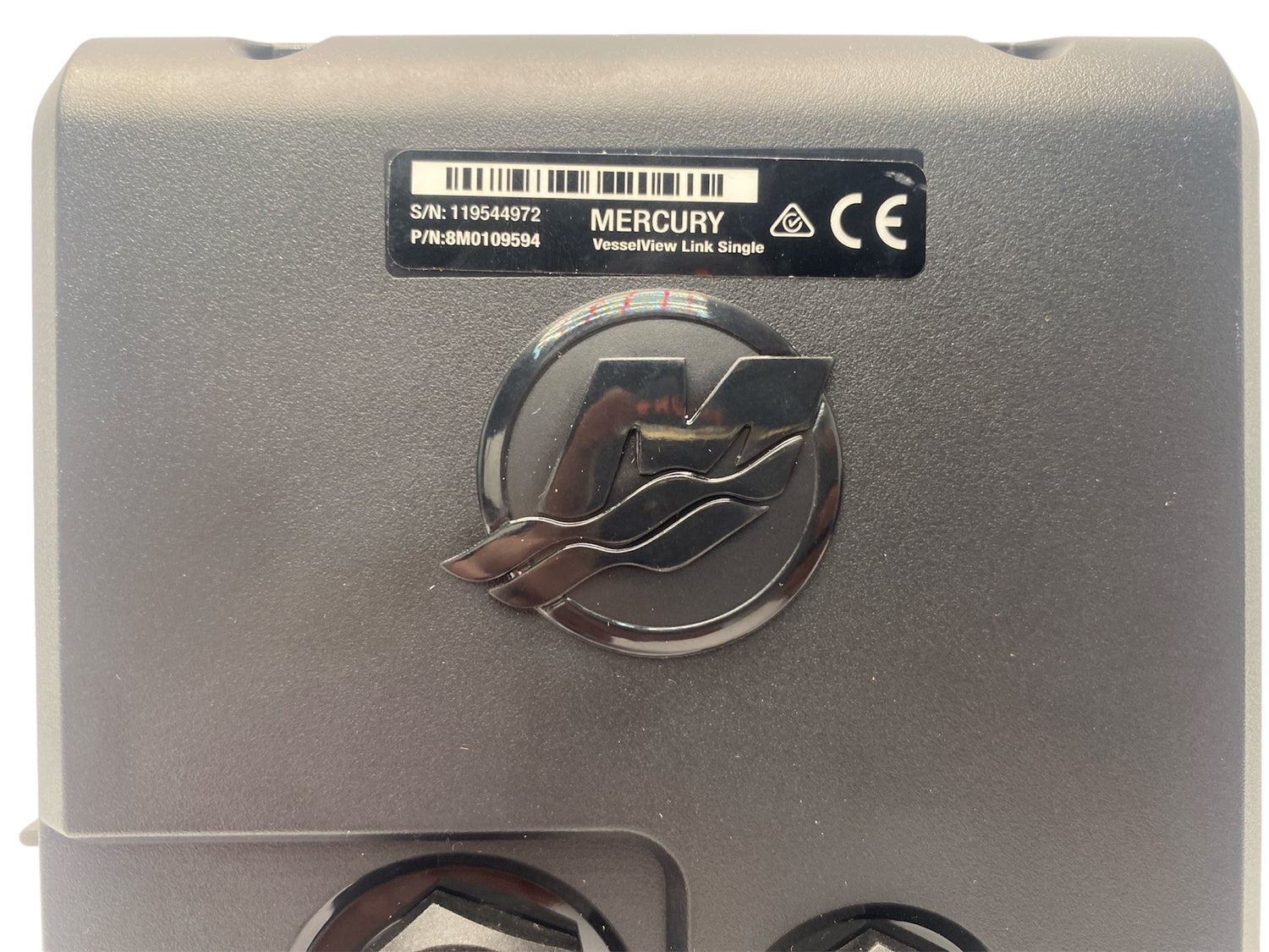 Metallic device with Mercury logo and branding on a white background