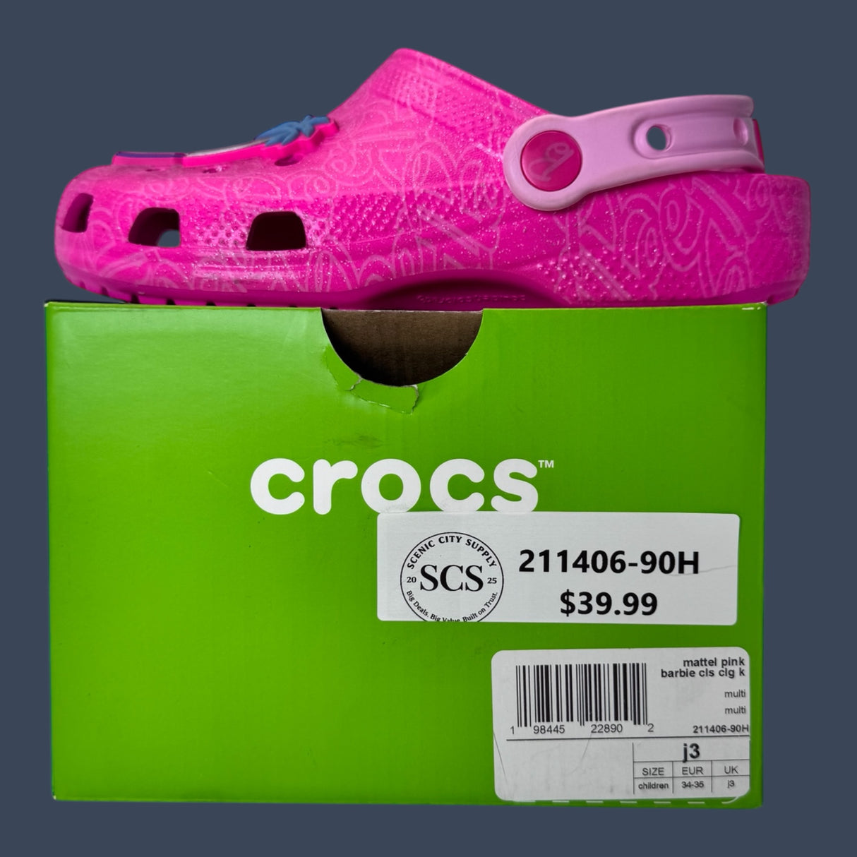 Kids Crocs Mattel Pink Barbie Classic Clog 211406-90H