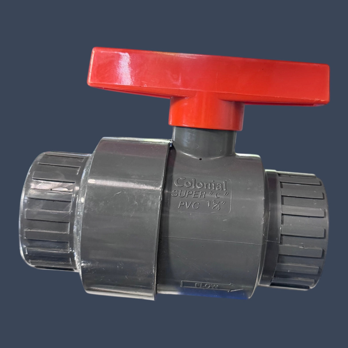 Colonial Super C Compact Ball Valve 1-1/4" Socket Gray PVC Full Port