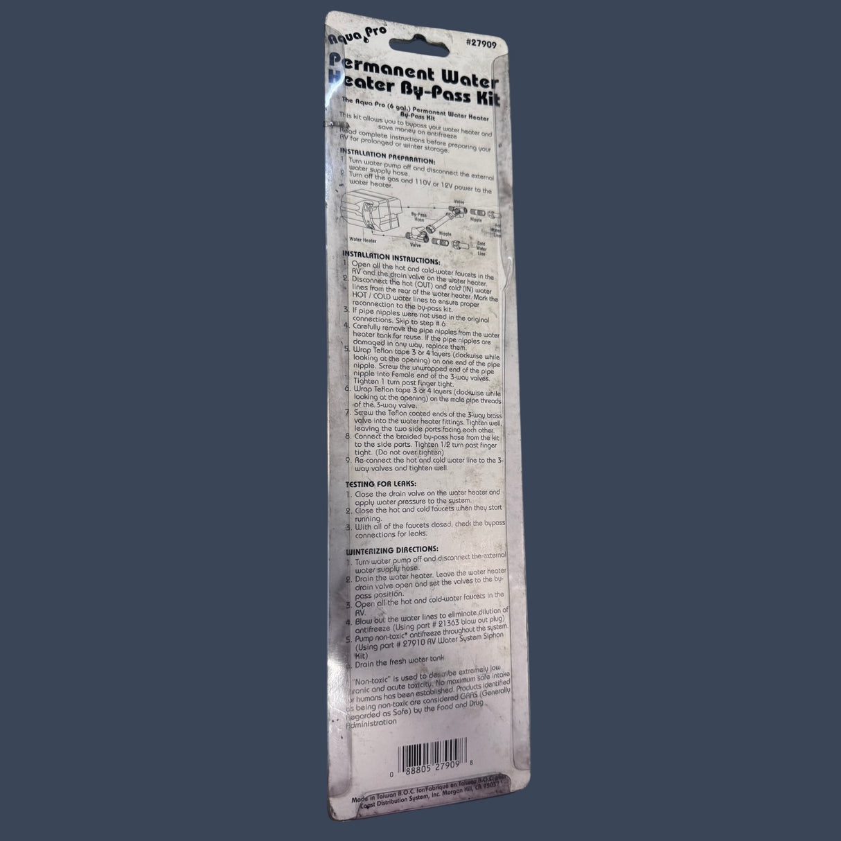 Aqua-Pro AQP-27909 | Permanent By-Pass Kit | 6 Gallon RV Water Heater Bypass Kit