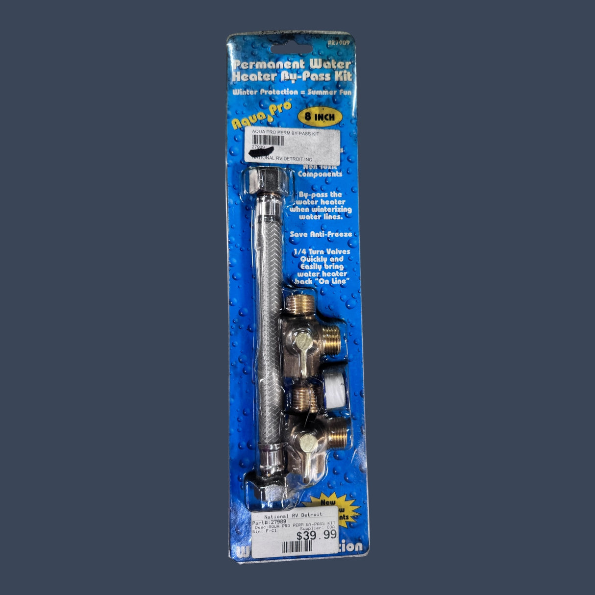 Aqua-Pro AQP-27909 | Permanent By-Pass Kit | 6 Gallon RV Water Heater Bypass Kit