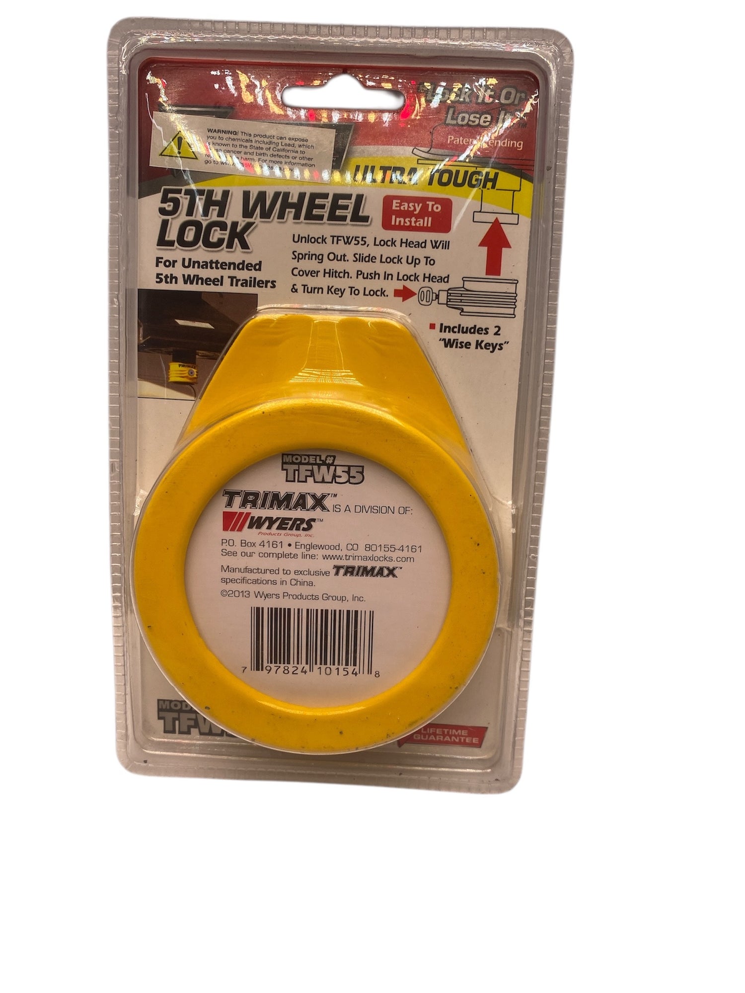 OEM Trimax TFW55 Yellow Kingpin Lock – Hardened Steel Construction
