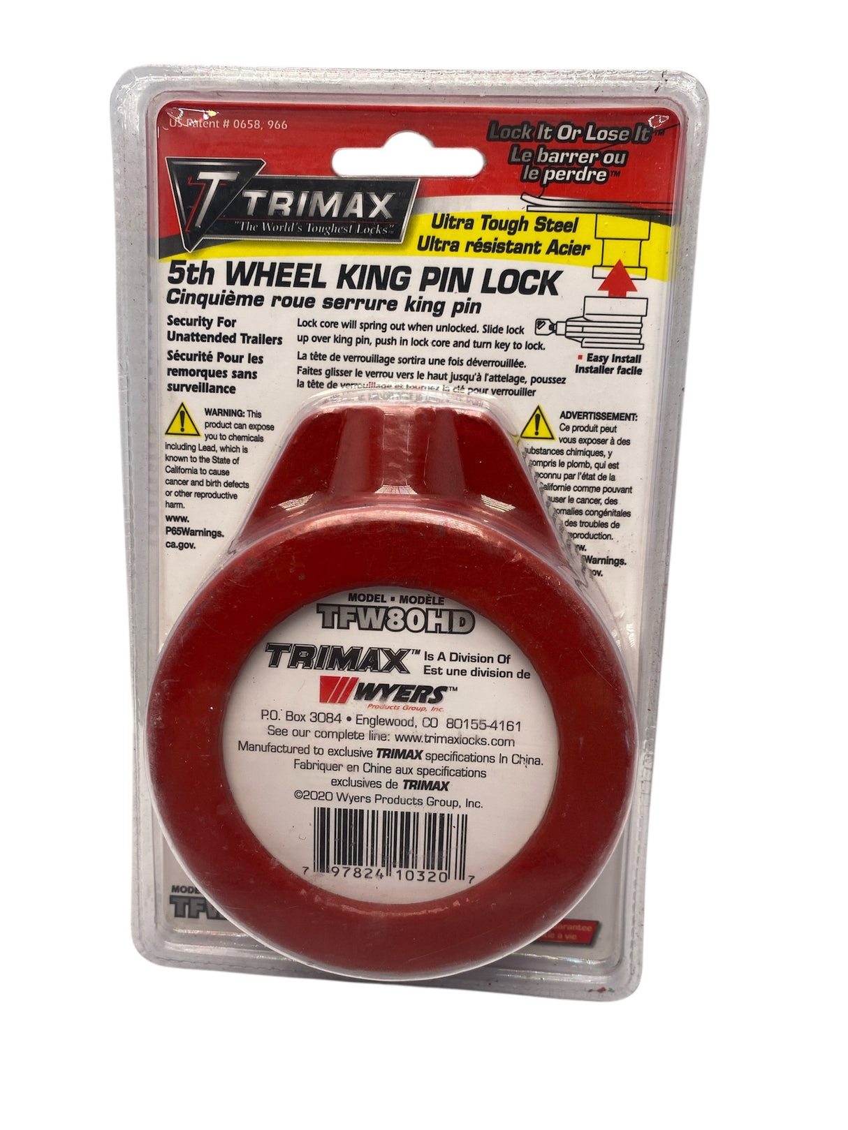 OEM Trimax TFW80HD Trailer Kingpin Lock – Solid Hardened Steel