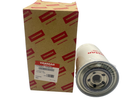 “Close-up of Yanmar 123907-55810 fuel filter label – genuine OEM diesel engine filter”
