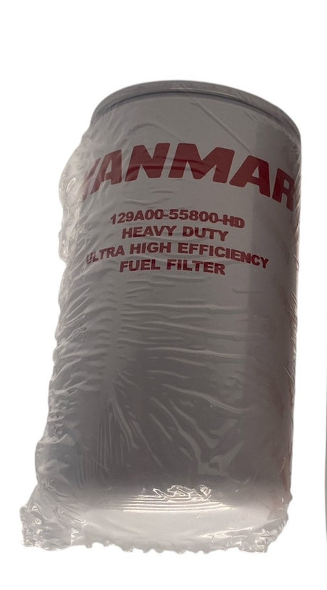 Close-up of Yanmar YM-129A0055800HD fuel filter label – OEM diesel engine replacement for 4JH110 and 4JH45