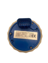 Blue and beige mechanical component with Continental Automotive label on a white background