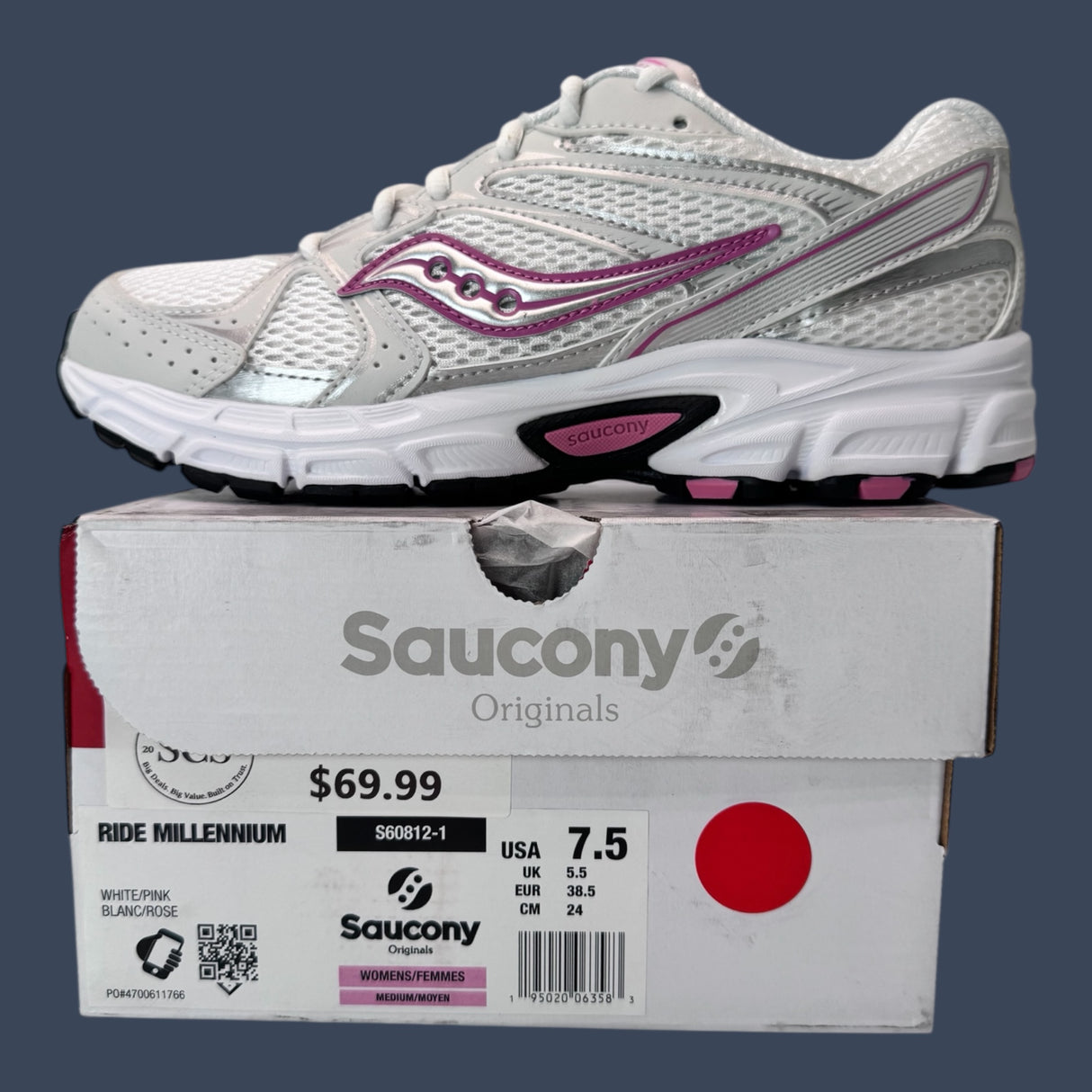 Women’s Saucony Ride Millennium White/Pink S60812-1