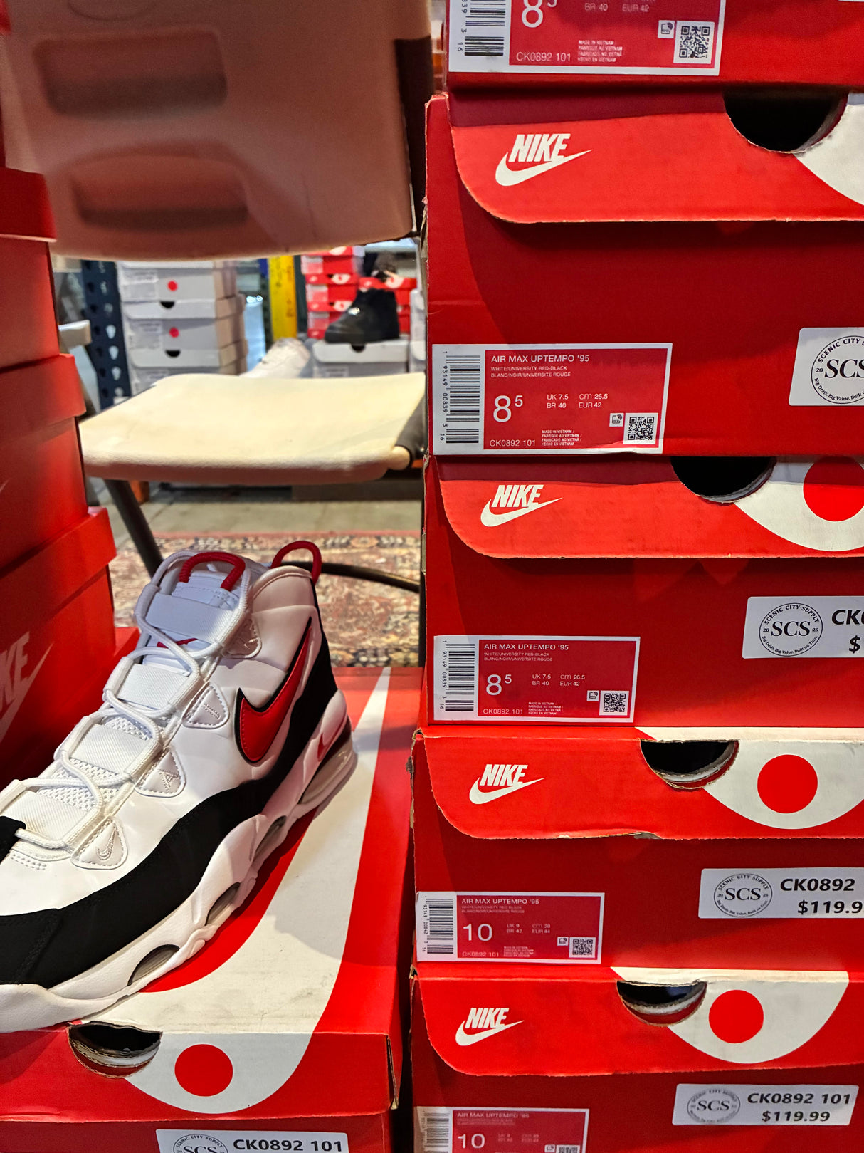 Nike Air Max Uptempo 95 White University Red CK0892-101